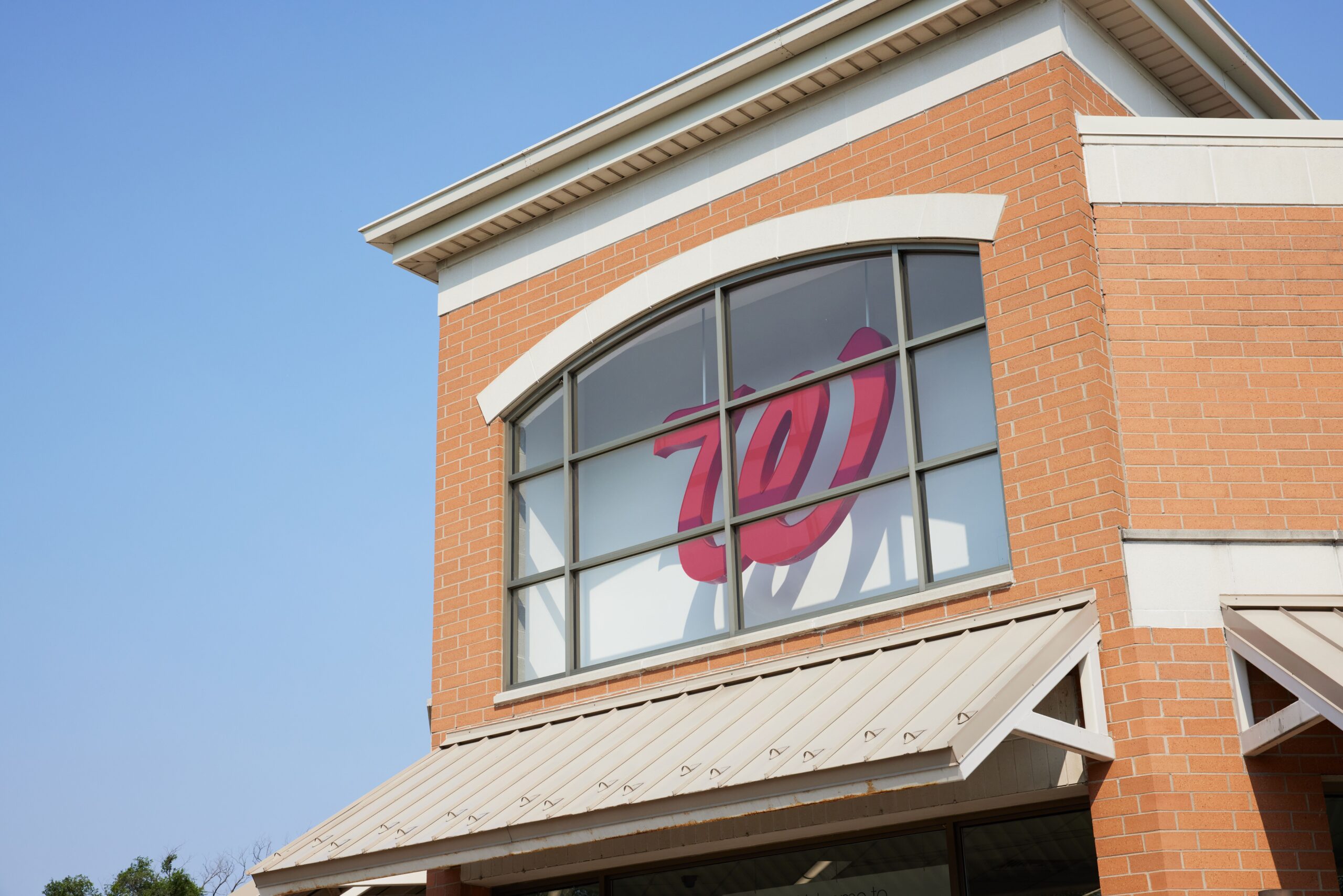 Exterior of a Walgreens location interior tower signage.