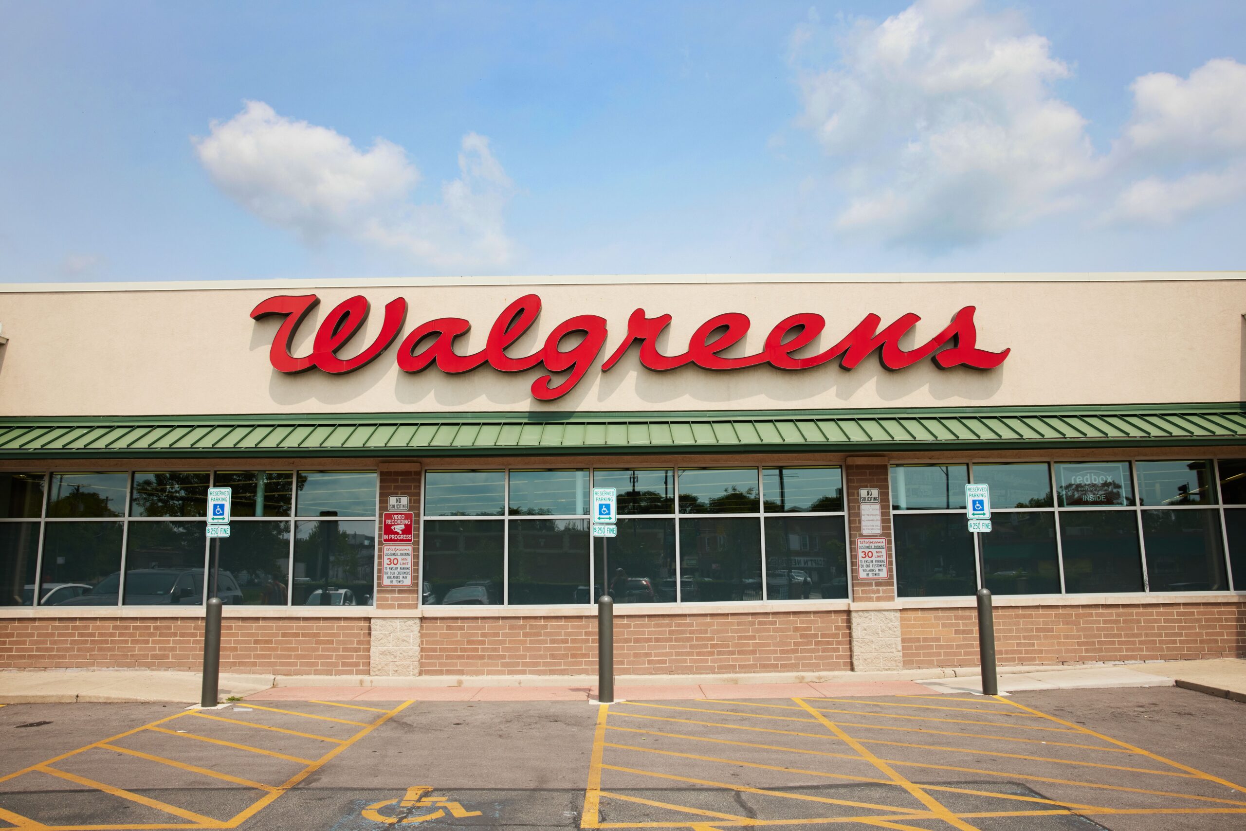 Exterior signage for a Walgreens retail location, by Identiti.