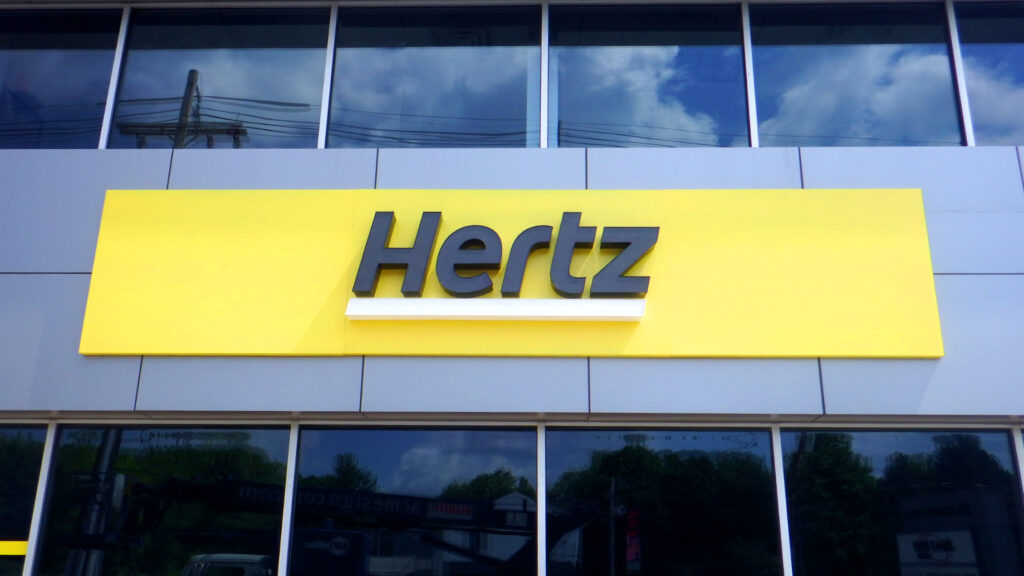Exterior signage for a Hertz location, by Identiti.