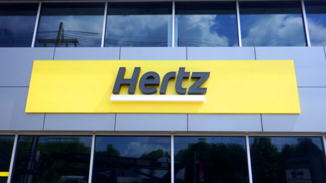 Exterior signage for a Hertz location, by Identiti.