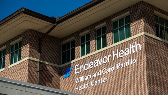 Exterior signage for Endeavor Health, by Identiti.