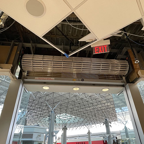 A rolling door for protecting an interior storefront from theft.