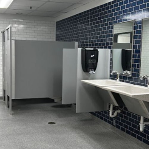 An updated bathroom interior, facilitated by Identiti's leading facilities vendors.