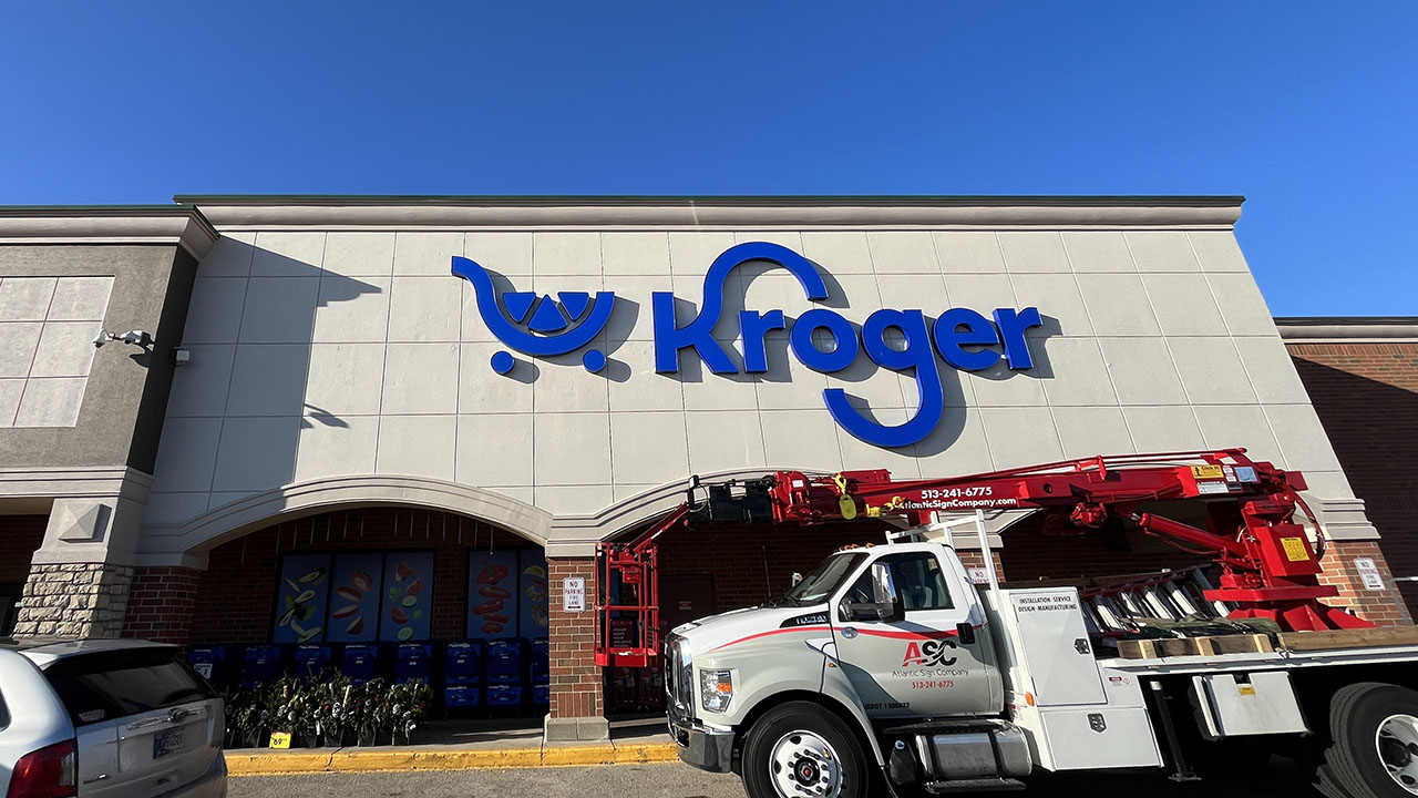 Exterior view of a Kroger grocery store location.