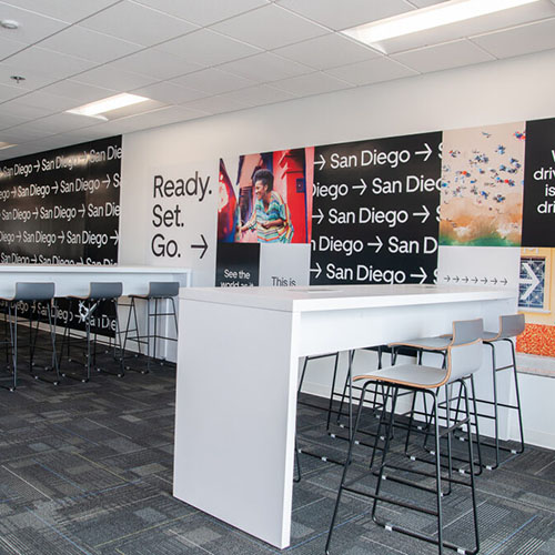 Experiential wall graphics by Identiti for an Uber corporate location.