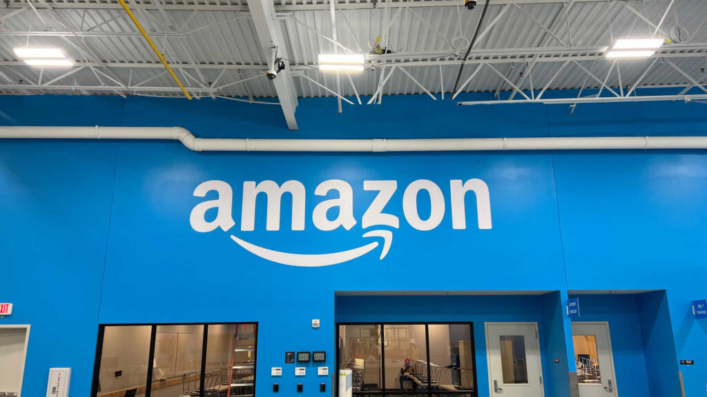 Interior branding, including vinyl wall graphics, by Identiti for an Amazon facility.