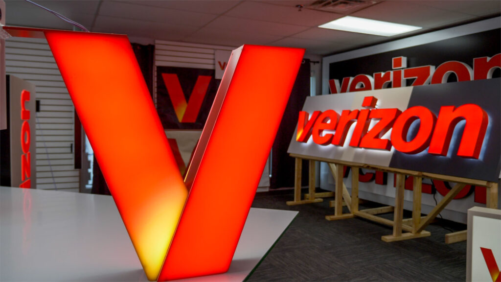 An Identiti showroom with a variety of Verizon sign prototypes on display.