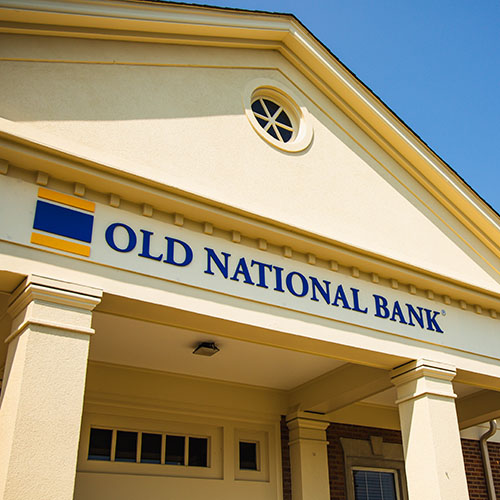 Exterior of a refreshed Old National Bank location, installed by Identiti.