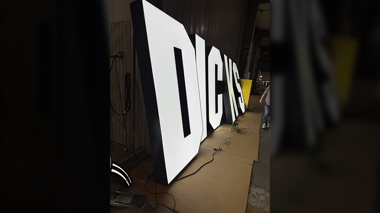 A prototype of a Dick's Sporting Goods illuminated sign, by Identiti.